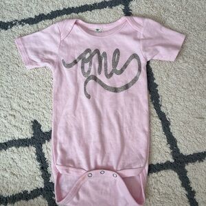 First birthday one year old pink onesie
